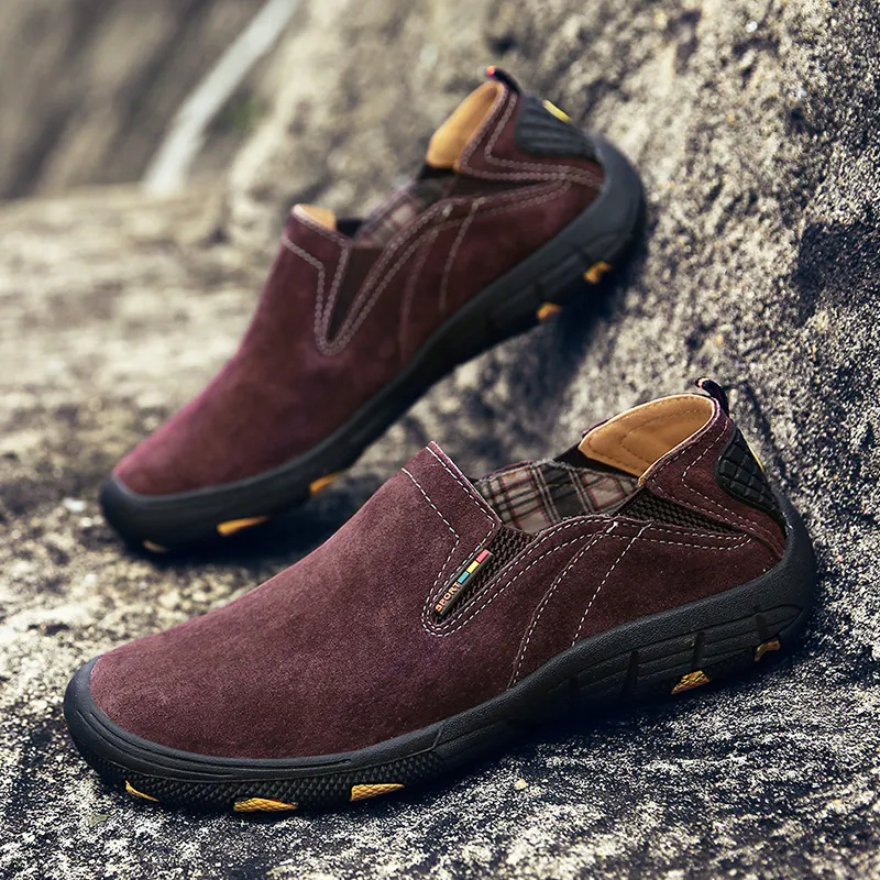 ⏰ 70% off - 2025 Newest Men's Genuine Leather Outdoor Wear-Resistant Non-slip Hiking Shoes