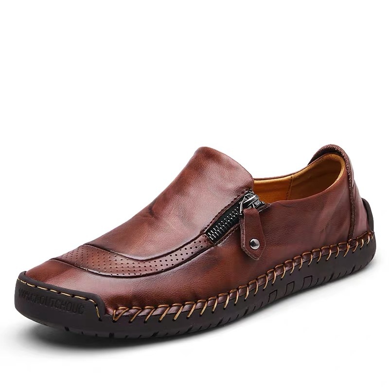 ⏰ 70% off - 2025 Newest Mens Waterproof Handmade Side Zipper Casual Comfy Leather Slip On Loafers