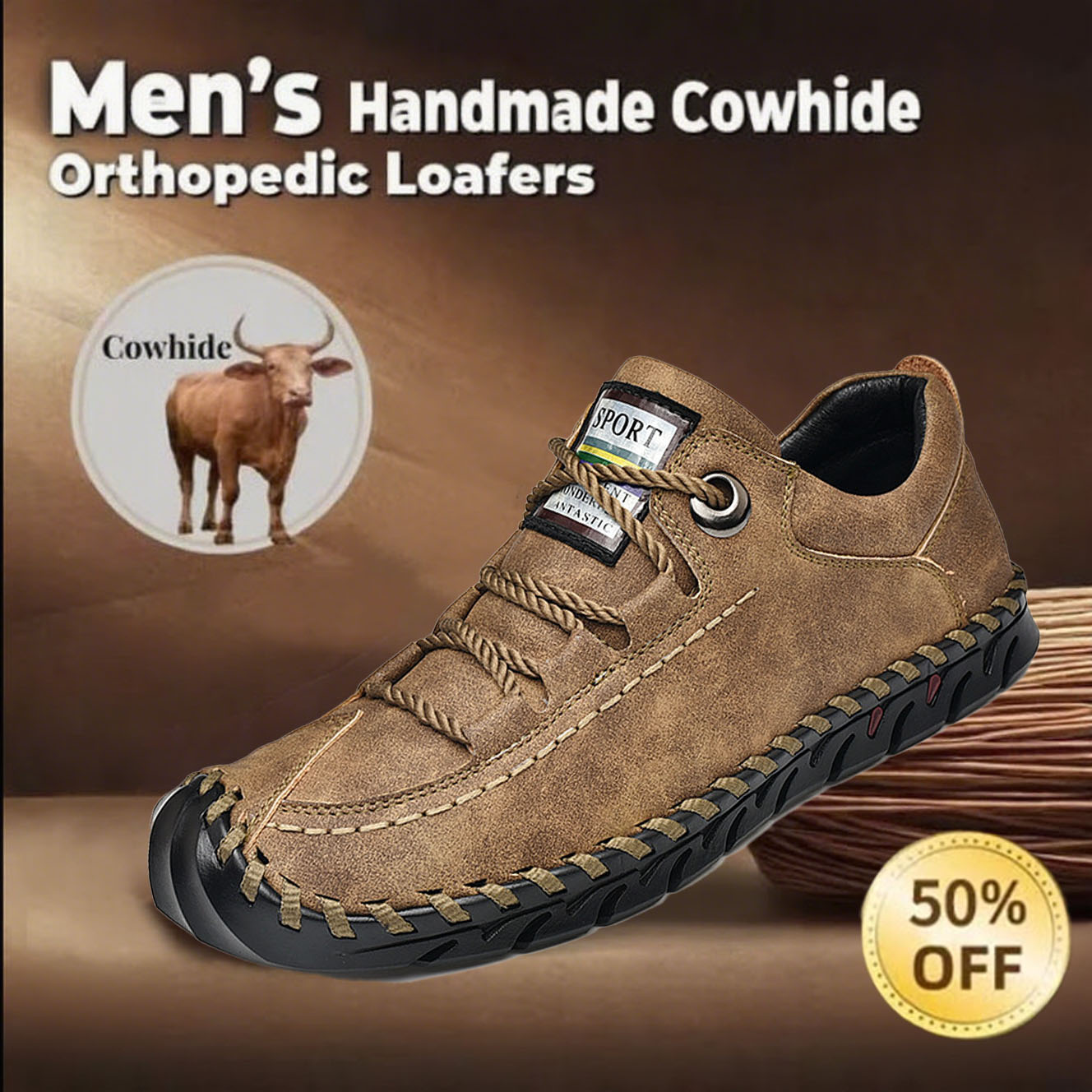 ⏰Last Day! 60% OFF 🔥Men's genuine leather non-slip orthopedic loafers