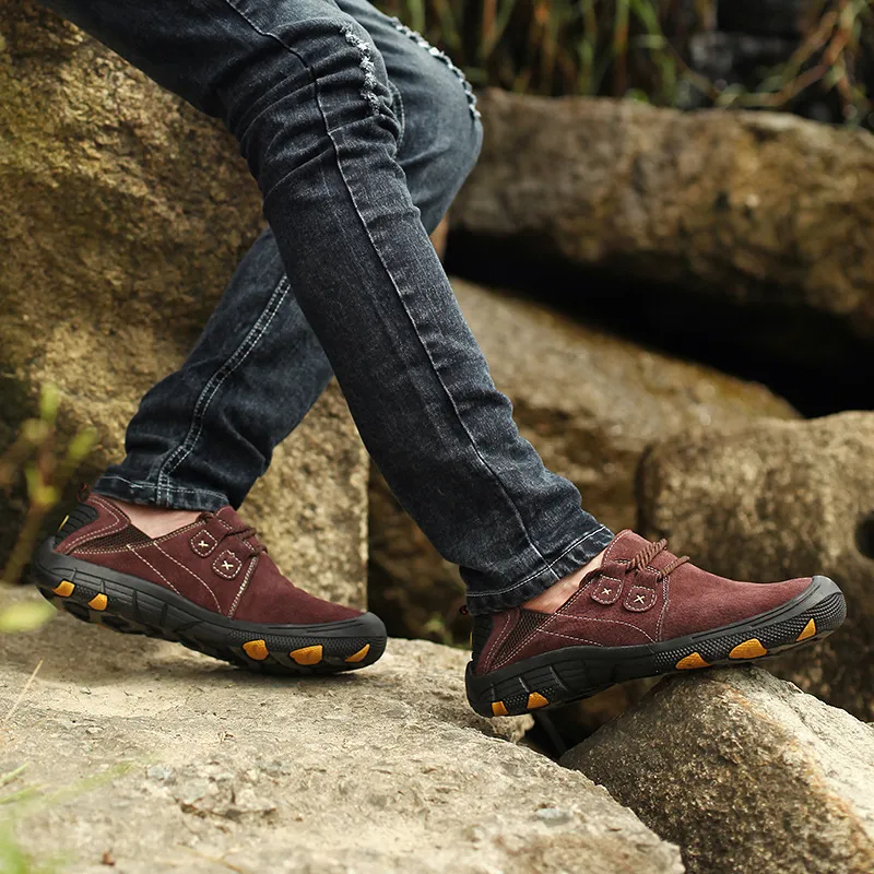 ⏰ 70% off - 2025 Newest Men's Genuine Leather Outdoor Wear-Resistant Non-slip Hiking Shoes