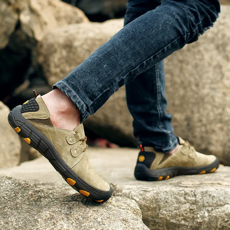 ⏰ 70% off - 2025 Newest Men's Genuine Leather Outdoor Wear-Resistant Non-slip Hiking Shoes