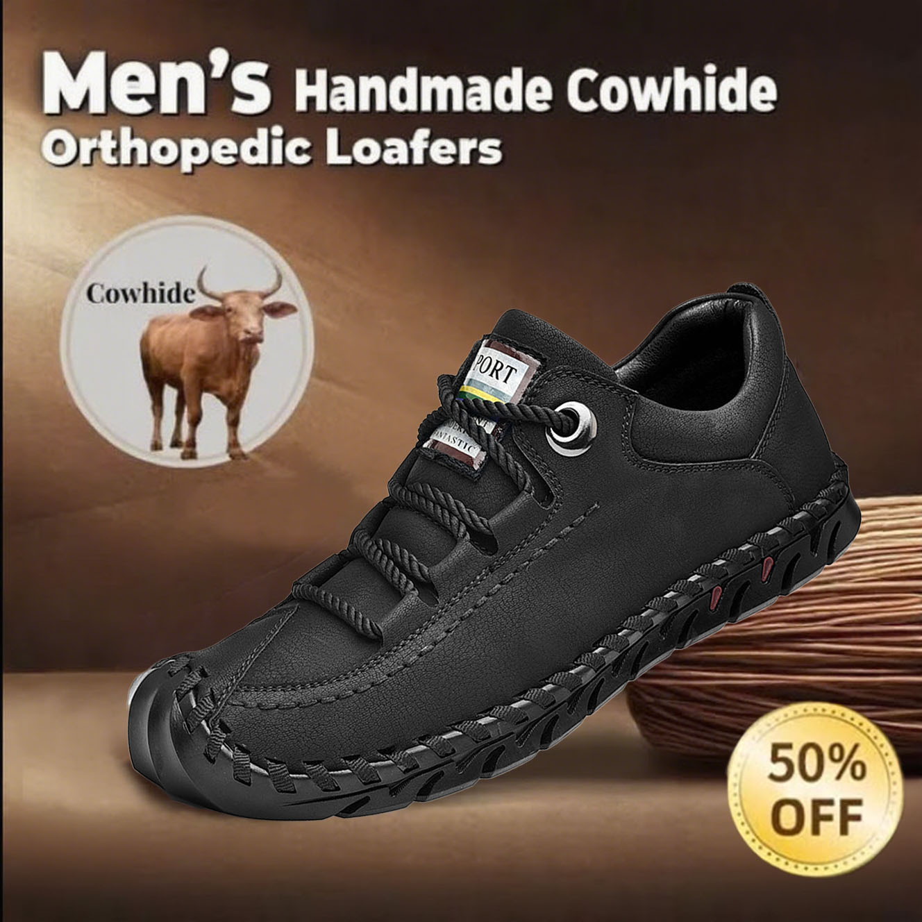 ⏰Last Day! 60% OFF 🔥Men's genuine leather non-slip orthopedic loafers