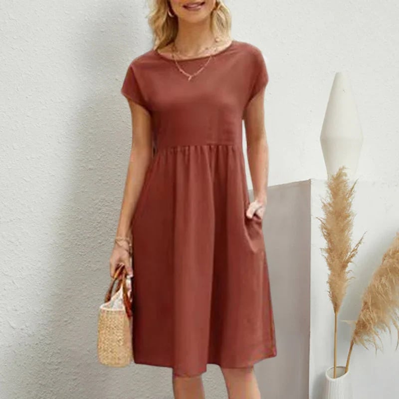 🔥Women's Cotton Round Neck Dress(Buy 2 get 15% off )