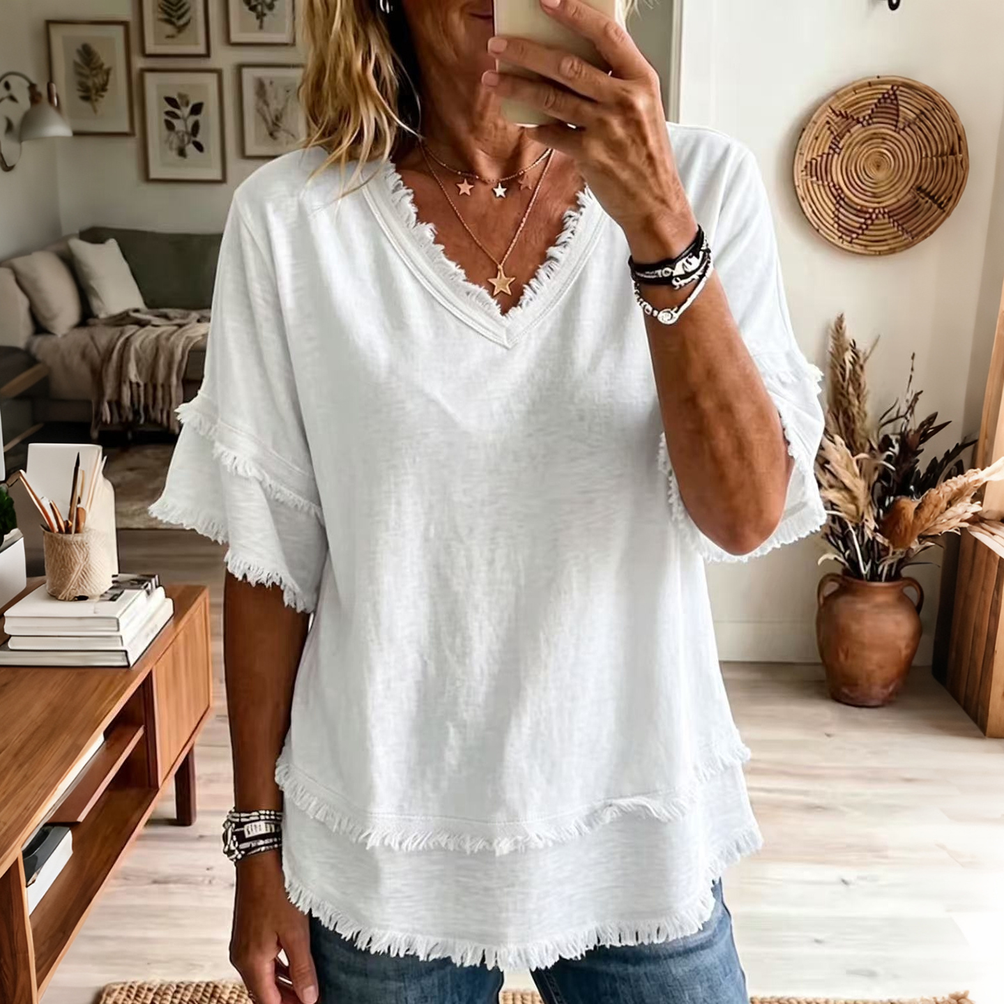 Vintage Art Patchwork Cotton And Linen Shirt