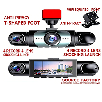 Kosmooy™4-Channel 360° Dash Cam | Full Car Surround Security Camera🚗