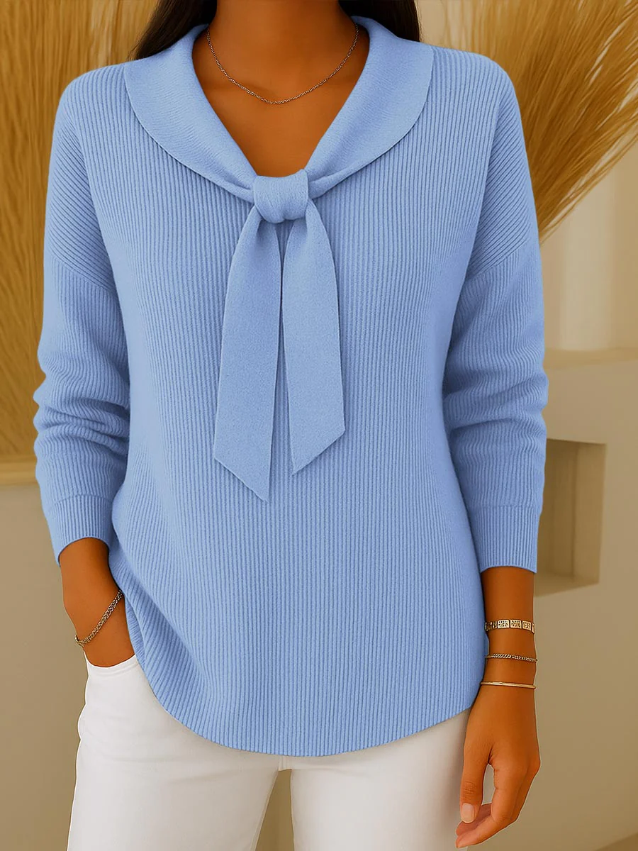 Women's Bow V-Neck Sweater