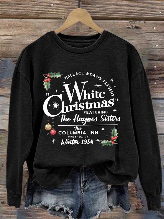Women'S White Christmas Print Casual Sweatshirt