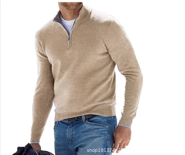 Men's Cashmere Zipper Basic Sweater