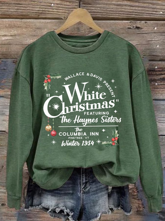 Women'S White Christmas Print Casual Sweatshirt