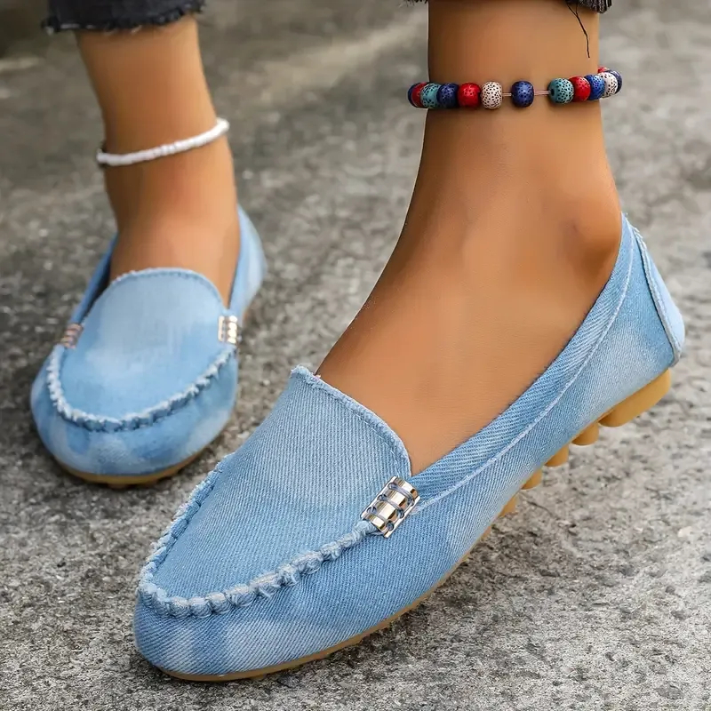 🔥Hot Sale🔥Round-Toe Flats,Breathable Orthopedic Slip On Walking Shoes