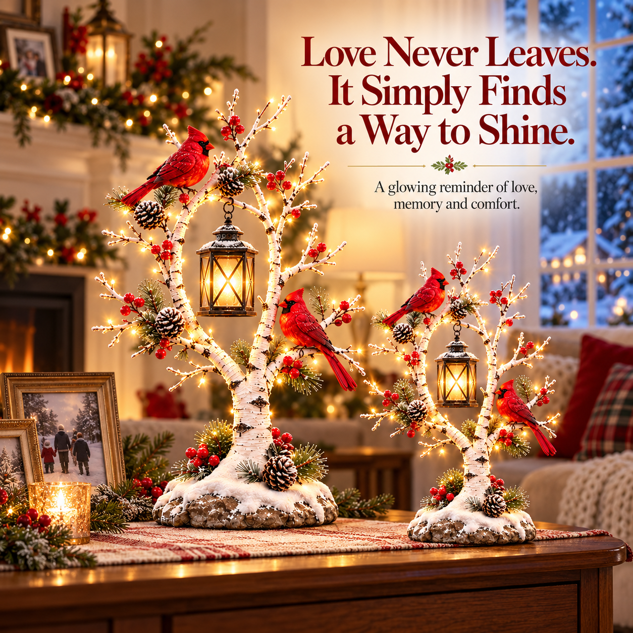 🔥 LAST DAY 50% OFF 🔥 🐦Cardinal Hearth Glow — Pre-Lit Cardinal Lantern & Evergreen Christmas Porch Decor 🎄🏮