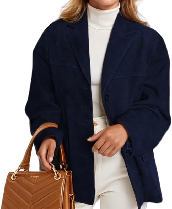 2026 Women's faux leather jacket plus size button down coat casual casual outerwear for winter