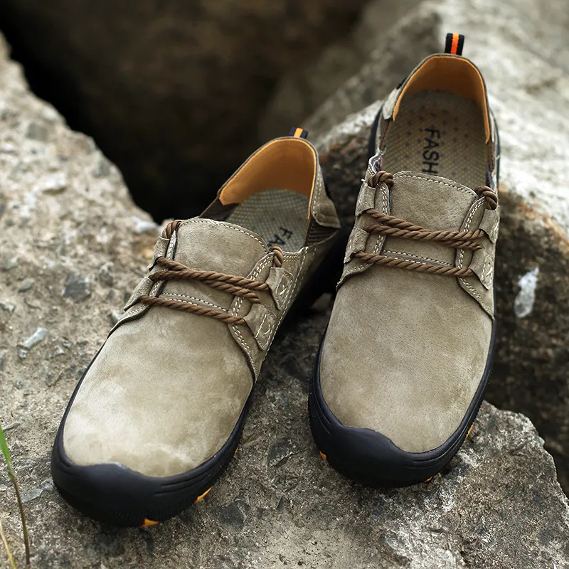 ⏰ 70% off - 2025 Newest Men's Genuine Leather Outdoor Wear-Resistant Non-slip Hiking Shoes