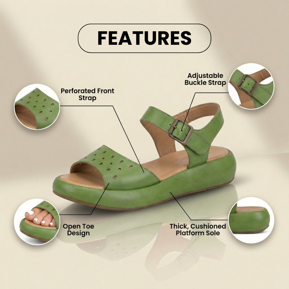 Orthopedic Leather Perforated Sandals – Adjustable Ankle Strap