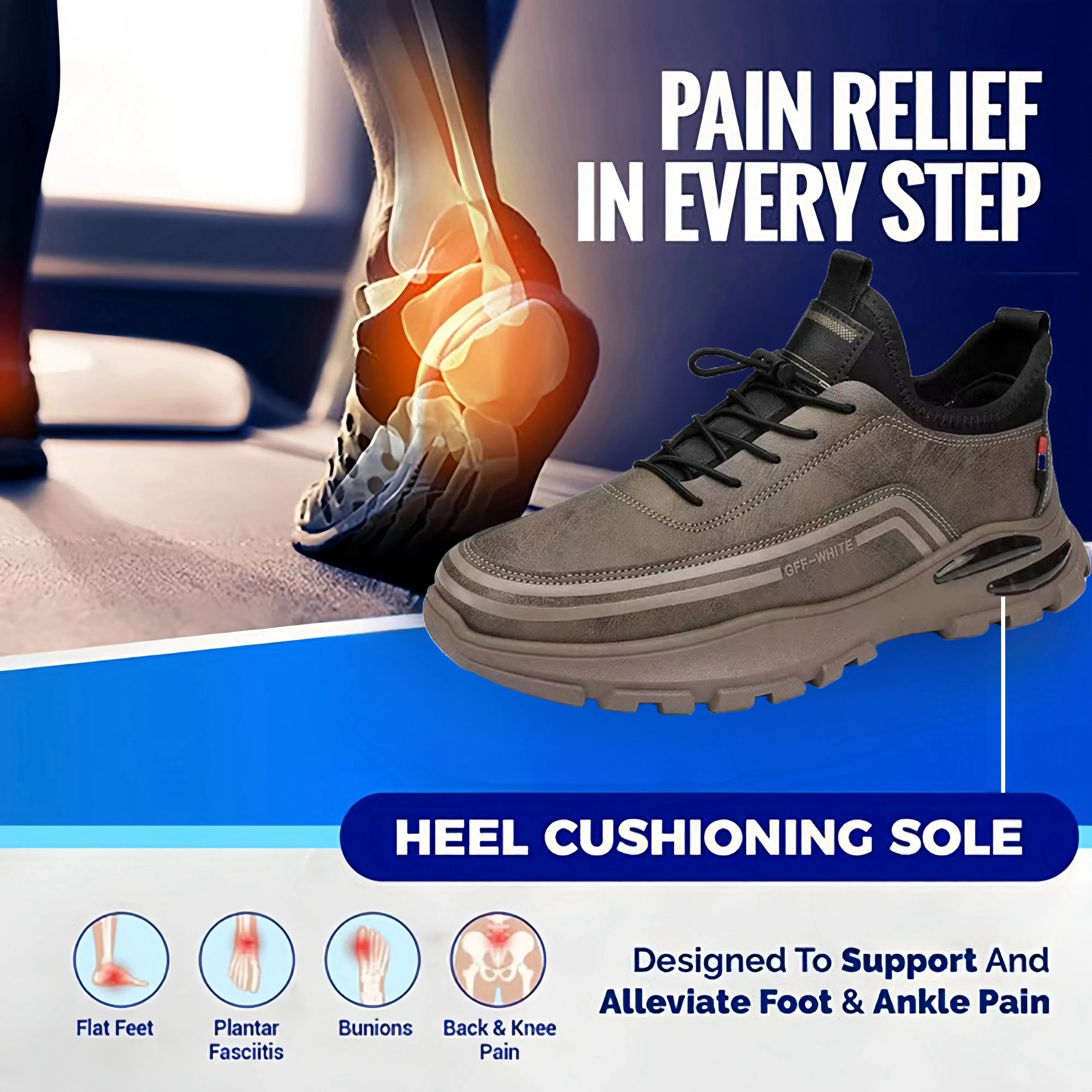 AirStep Luxe: Men's Easy-Wear Leather Ortho Sneakers