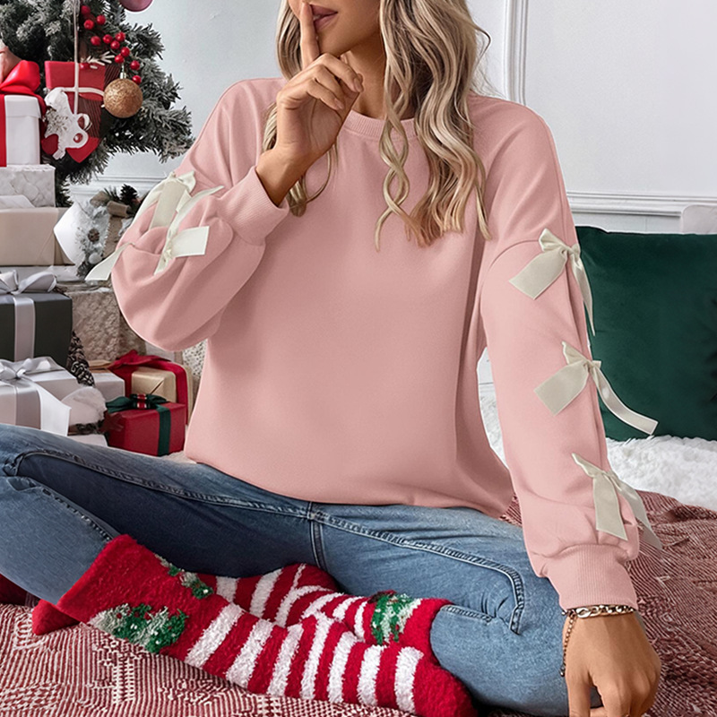 Women's Red Sweatshirt with Bow Decoration | NCS