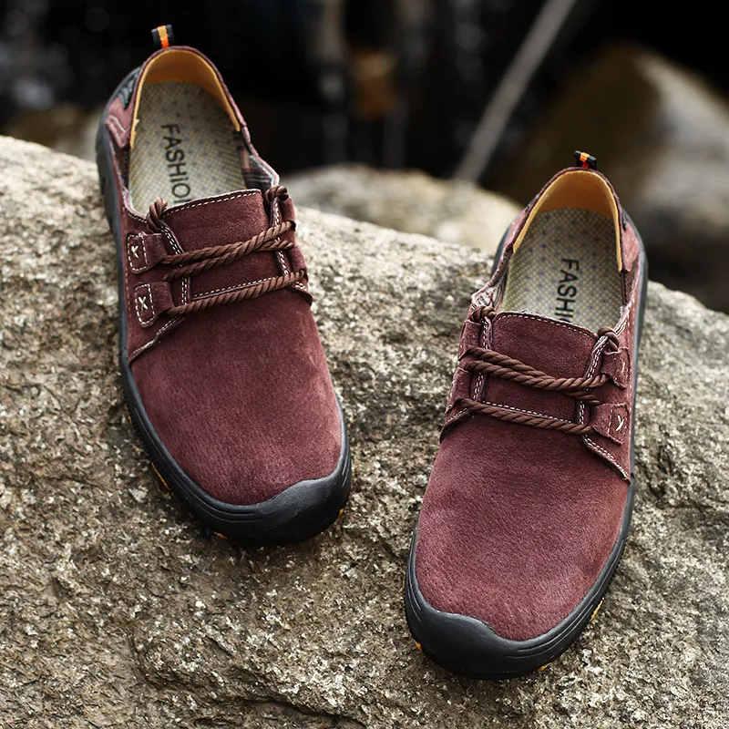 ⏰ 70% off - 2025 Newest Men's Genuine Leather Outdoor Wear-Resistant Non-slip Hiking Shoes