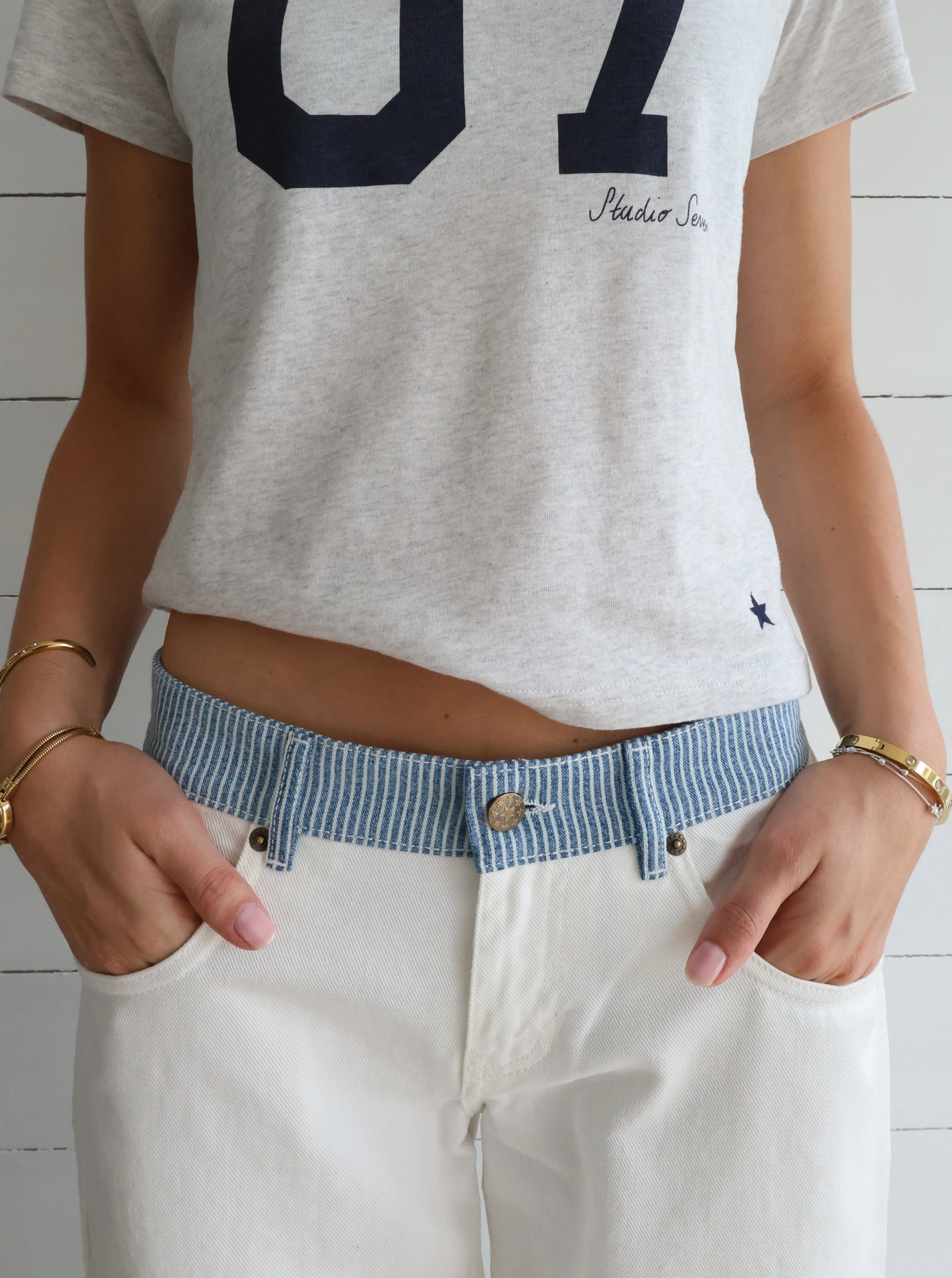 Color-block patchwork adjustable casual jeans (Buy 2 Free Shipping)