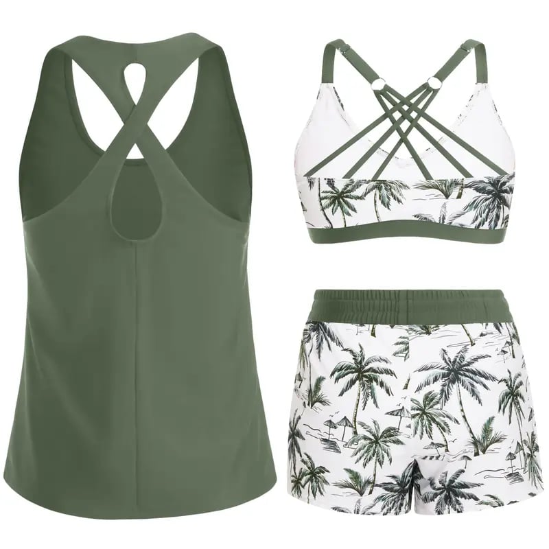 ⏰LAST DAY 55% OFF - 3 Piece Tankini with Shorts 🔥 Buy 2 Free Shipping