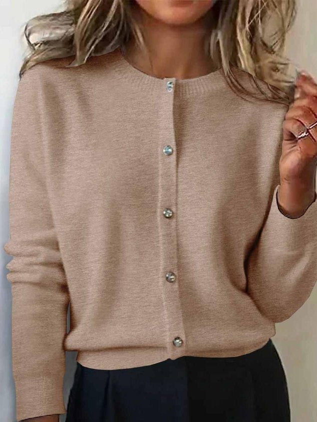 Women's Autumn And Winter Round Neck Cardigan Sweater Versatile Short Top Jacket