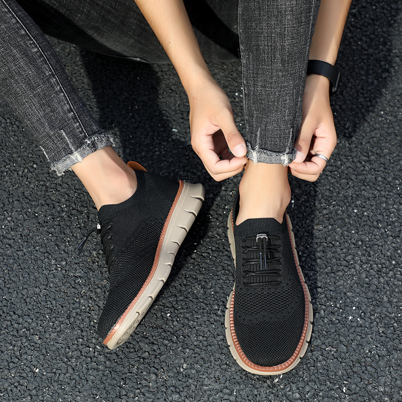 MEN'S KNITTED BREATHABLE STRAP-ON SHOCK-ABSORBING COMFORTABLE SNEAKERS