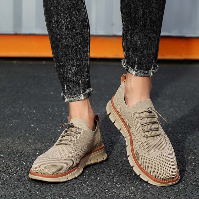 MEN'S KNITTED BREATHABLE STRAP-ON SHOCK-ABSORBING COMFORTABLE SNEAKERS