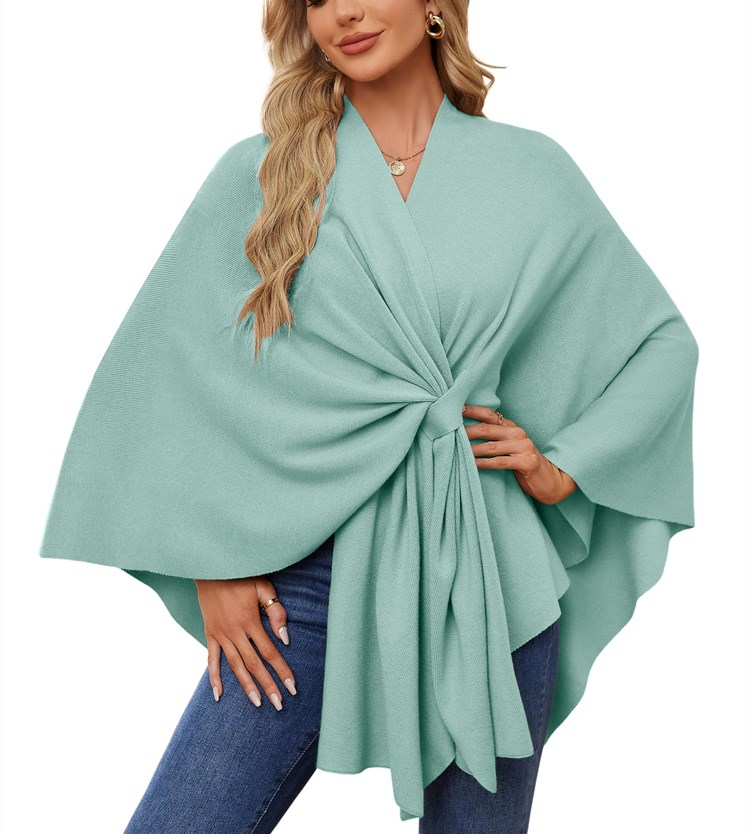 Women's Elegant Shawl Wraps Soft Open Front Poncho Sweater
