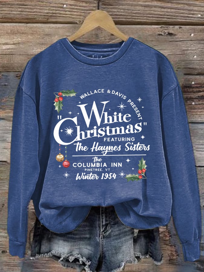 Women'S White Christmas Print Casual Sweatshirt