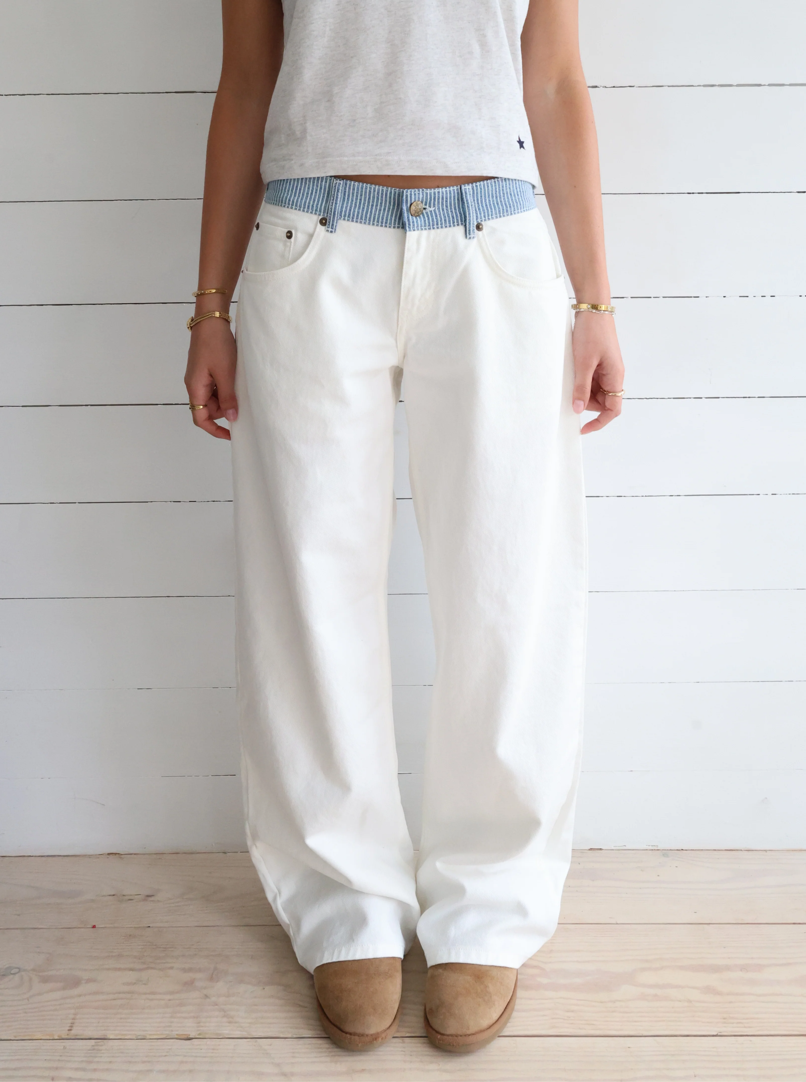 Color-block patchwork adjustable casual jeans (Buy 2 Free Shipping)
