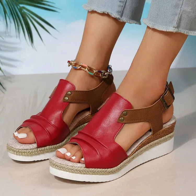 🔥Last day 70% off 🔥Women's Thick-Soled Buckle Wedge Sandals