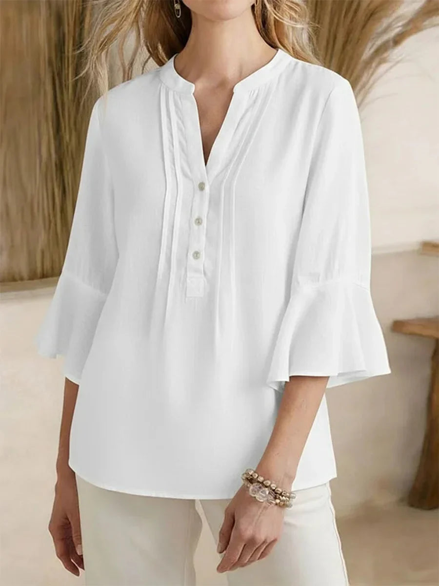 Women's Casual V-neck 3/4 Sleeve Loose Top