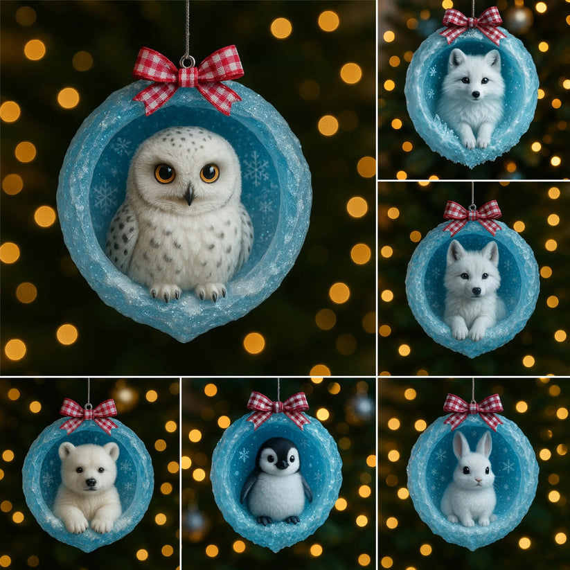 ❄️🦉Ice Crystal Cave Animal Ornaments