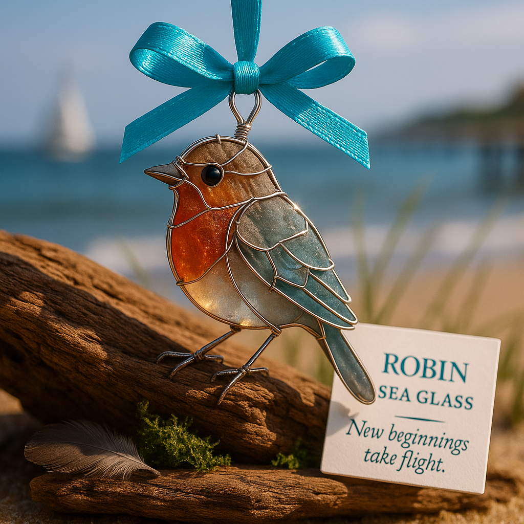 🌊Handmade Sea Glass Bird Ornament