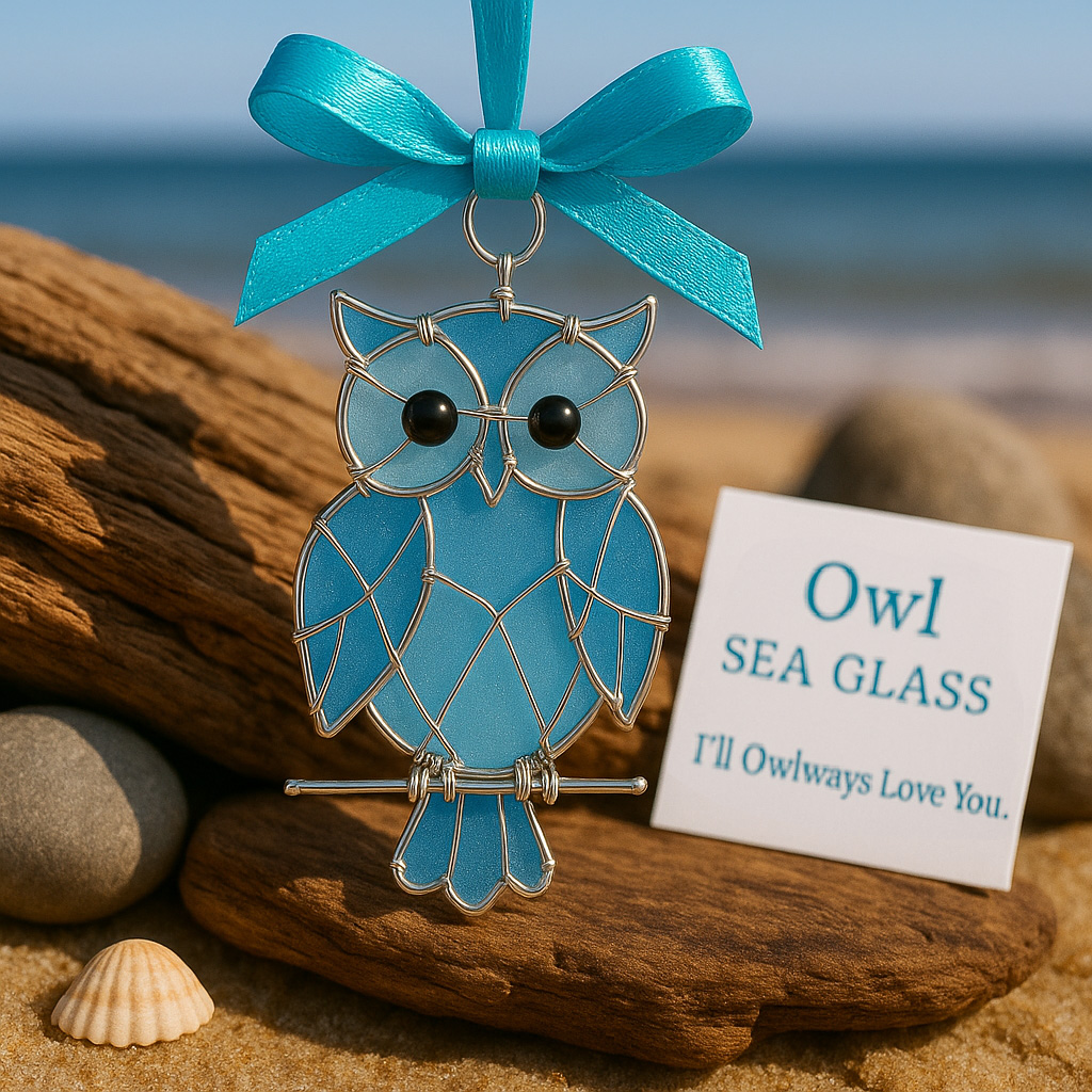 🌊Handmade Sea Glass Bird Ornament
