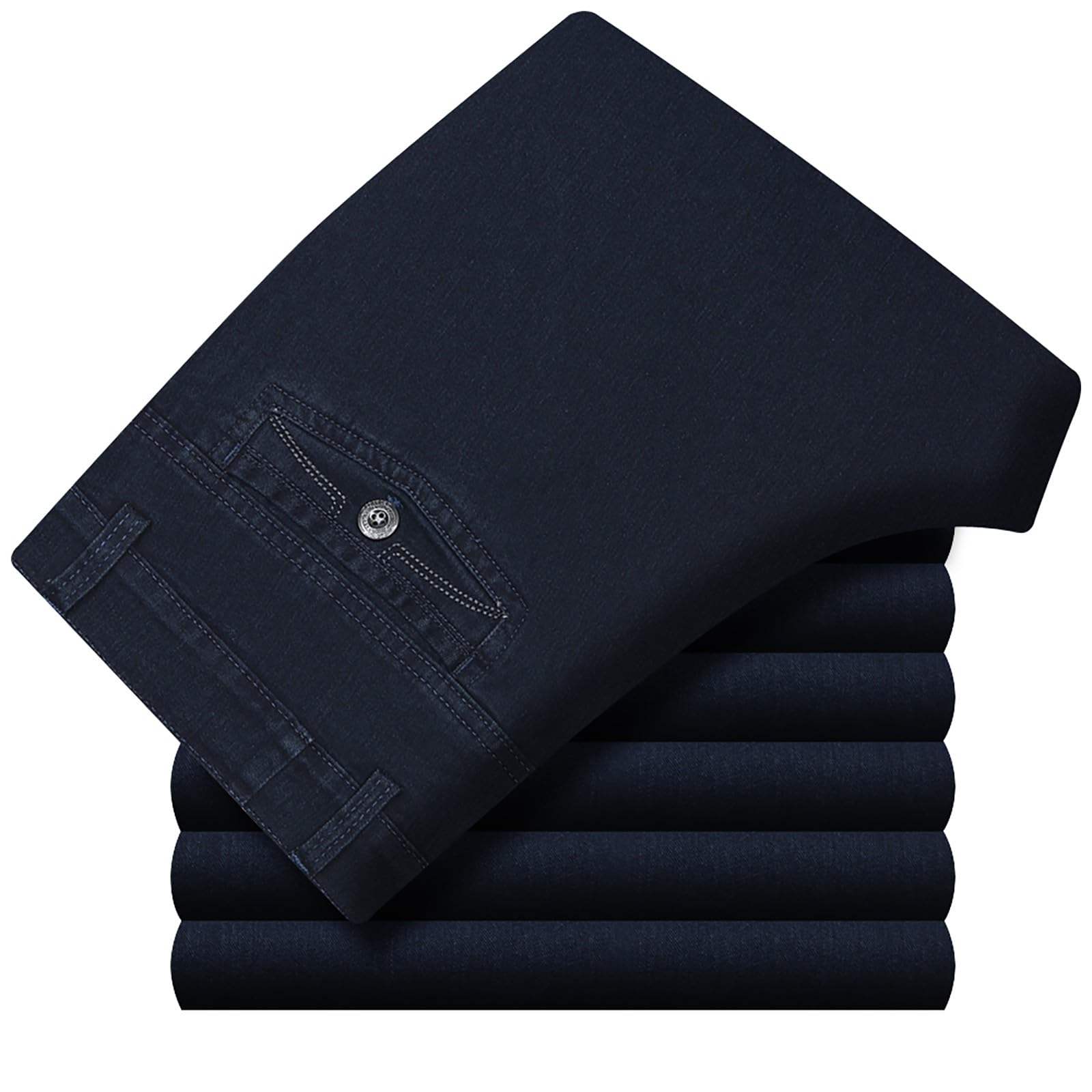 Men's High Waist Straight Fit Stretch Jeans