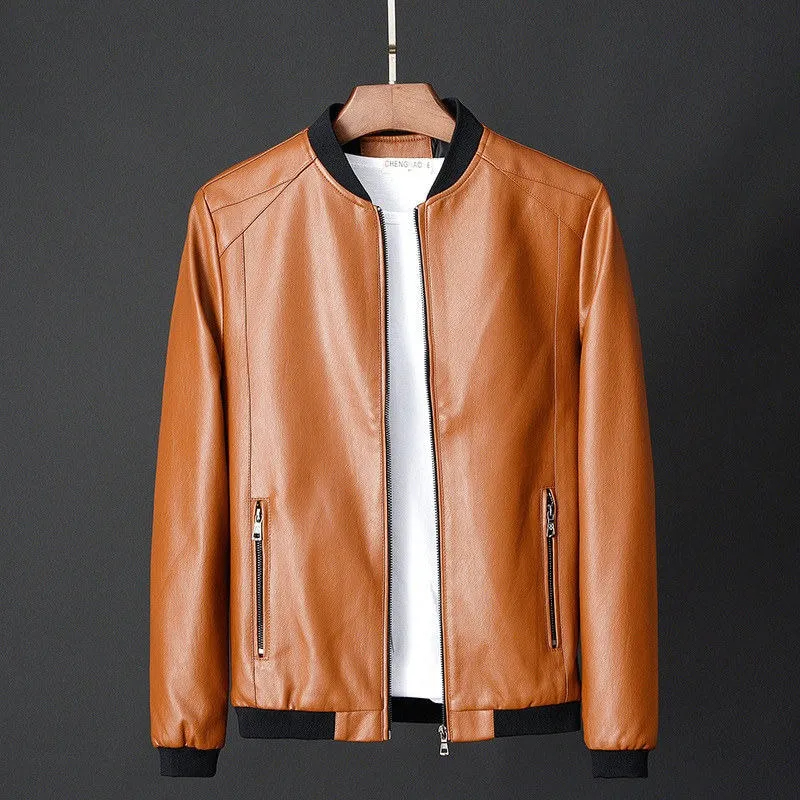 MEN'S BOMBER LEATHER MOTORCYCLE JACKET