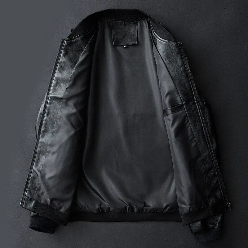 MEN'S BOMBER LEATHER MOTORCYCLE JACKET