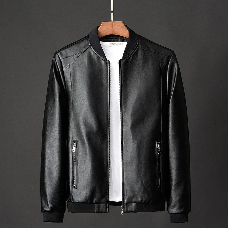 MEN'S BOMBER LEATHER MOTORCYCLE JACKET