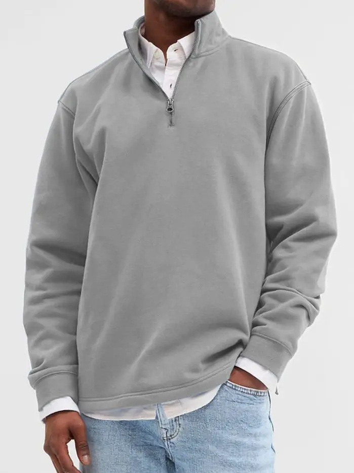 Men's simple everyday zipper comfortable stand collar sweatshirt