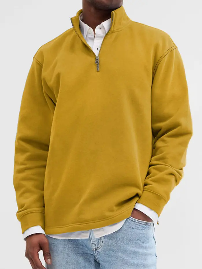 Men's simple everyday zipper comfortable stand collar sweatshirt