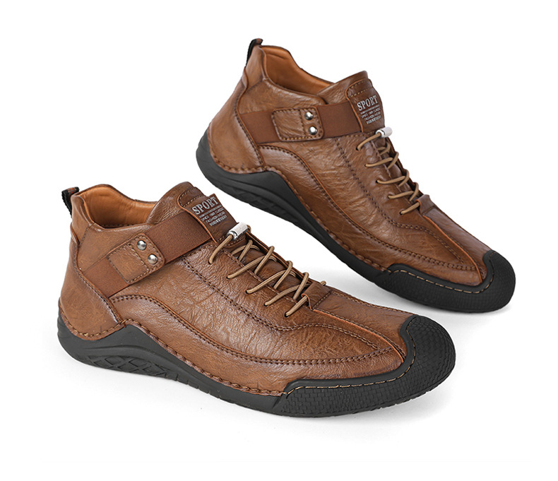 Last Day 50% OFF🔥Men's mid-cut British style hand-stitched casual leather shoes