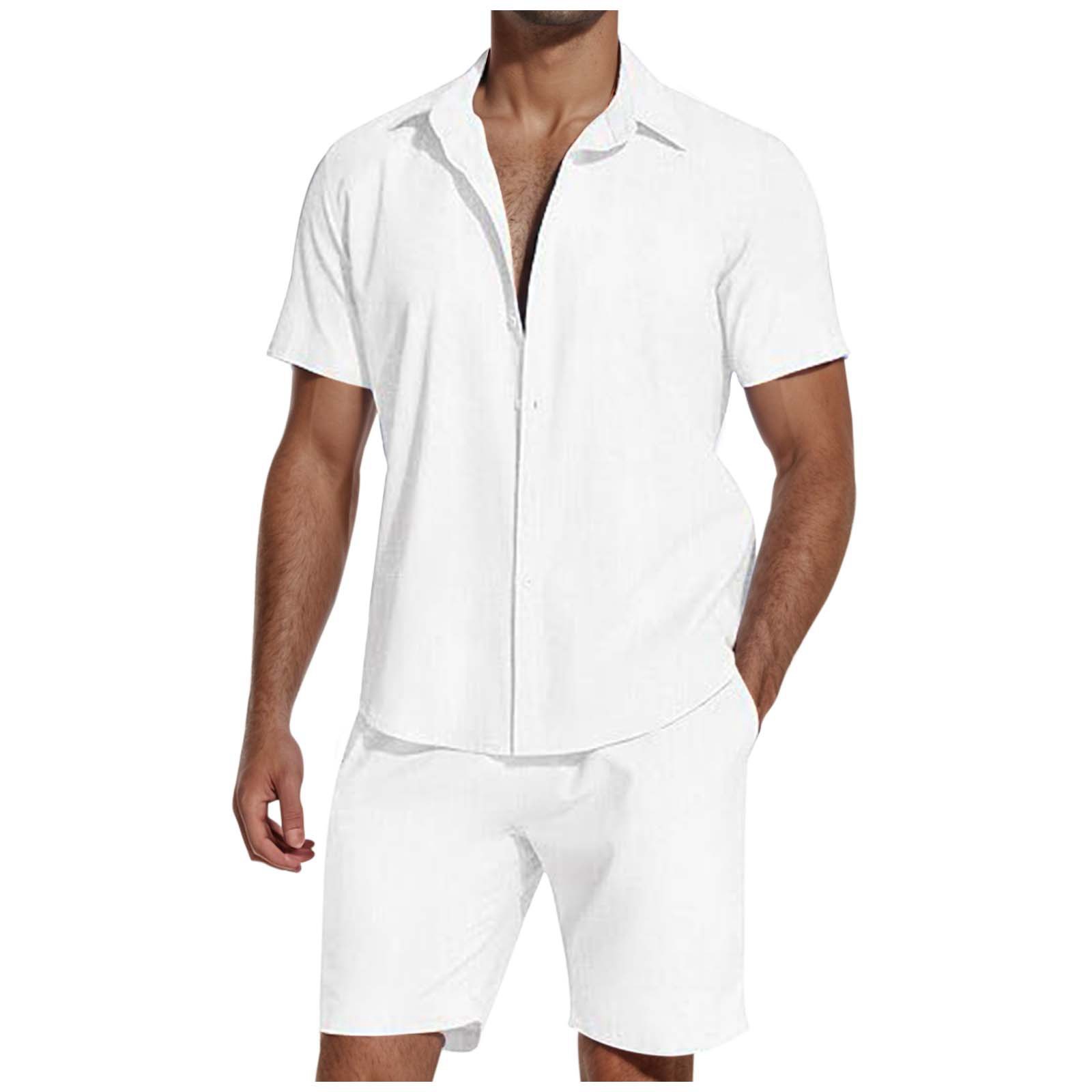 Men's summer short-sleeved lapel shirt suit