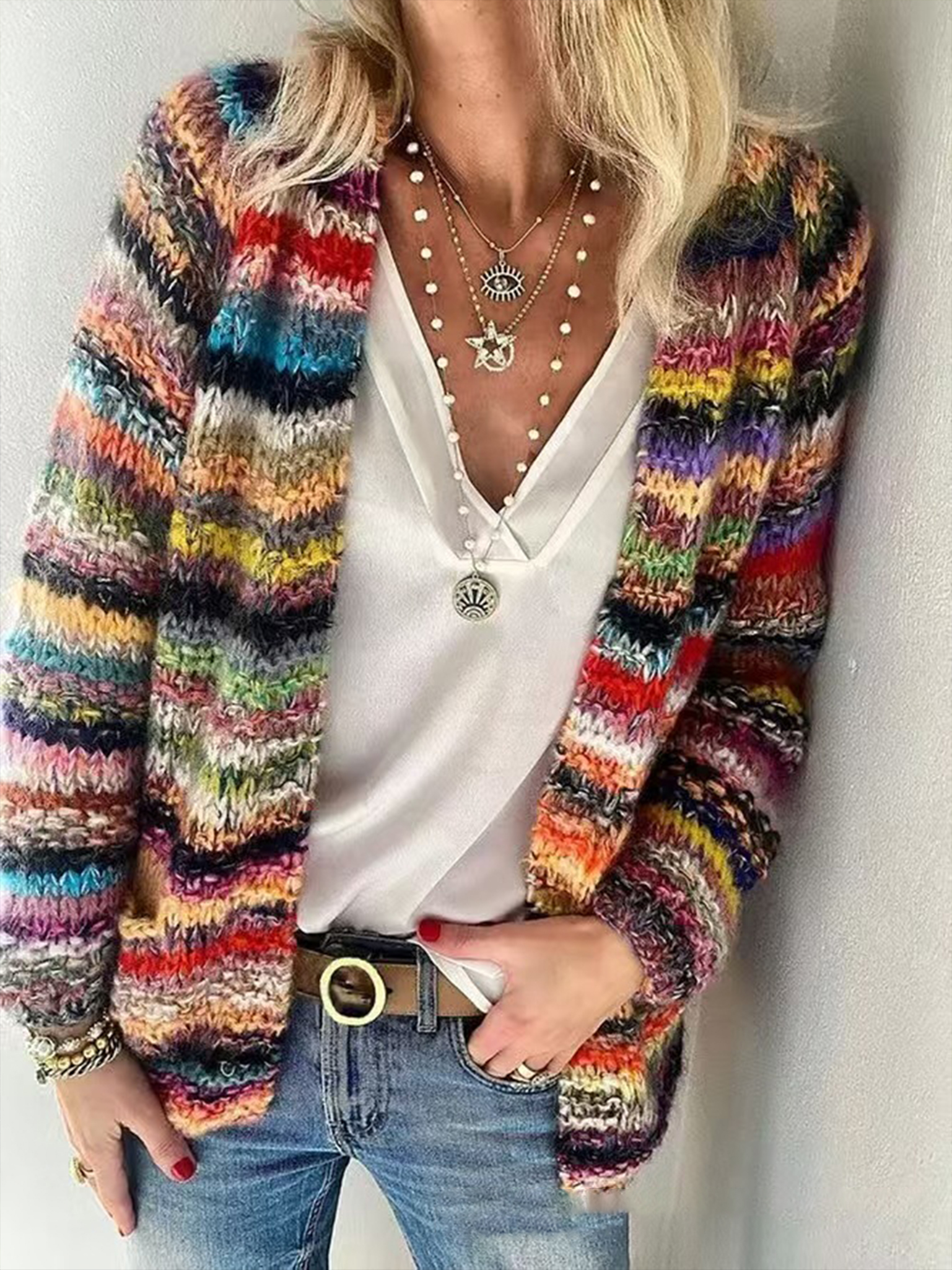 Women's Rainbow Knit Cardigan