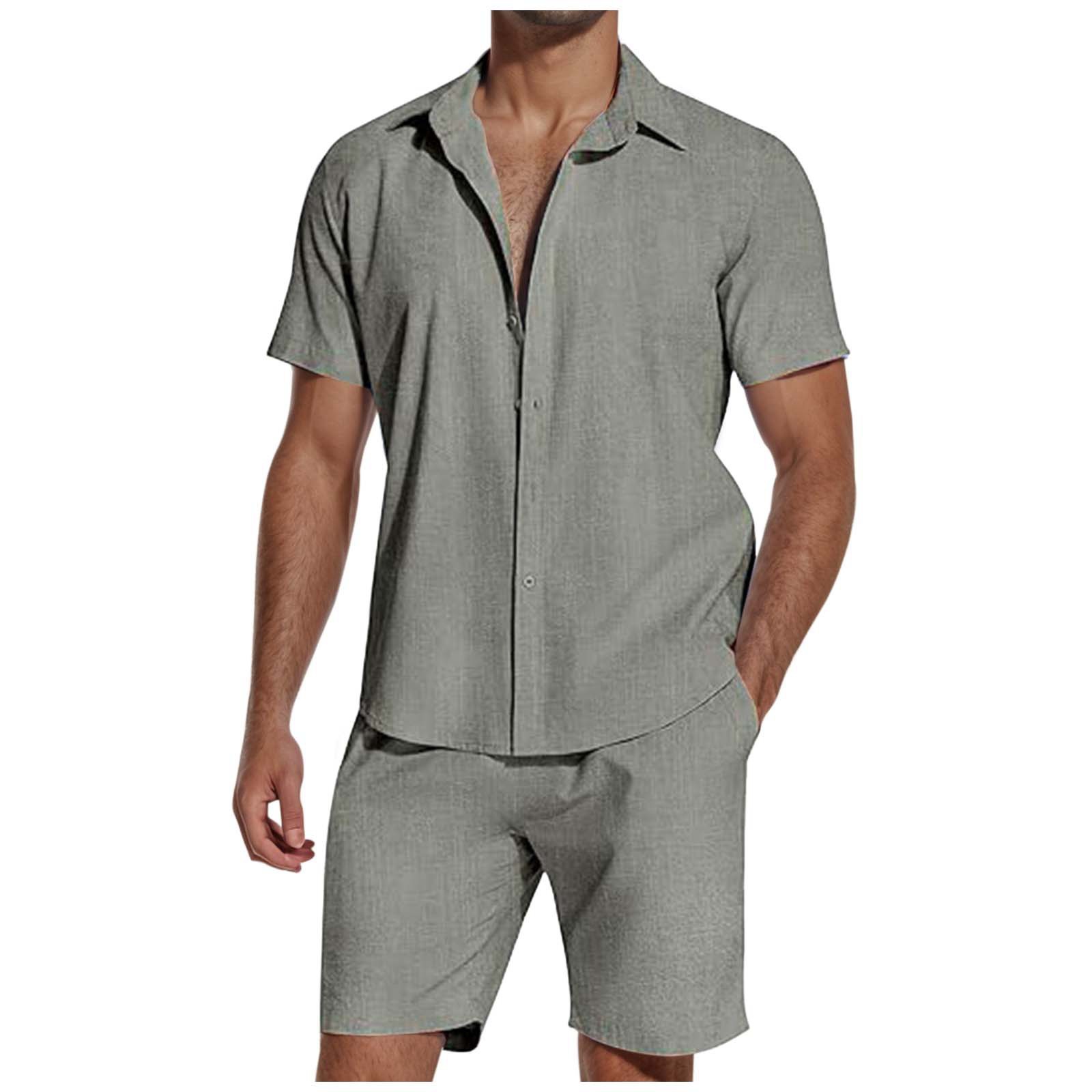 Men's summer short-sleeved lapel shirt suit