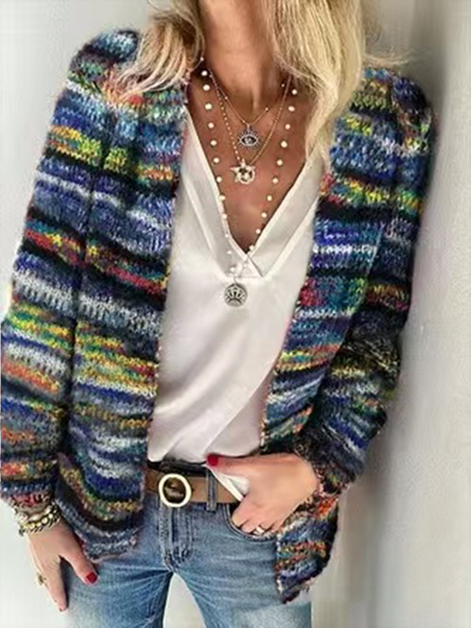 Women's Rainbow Knit Cardigan