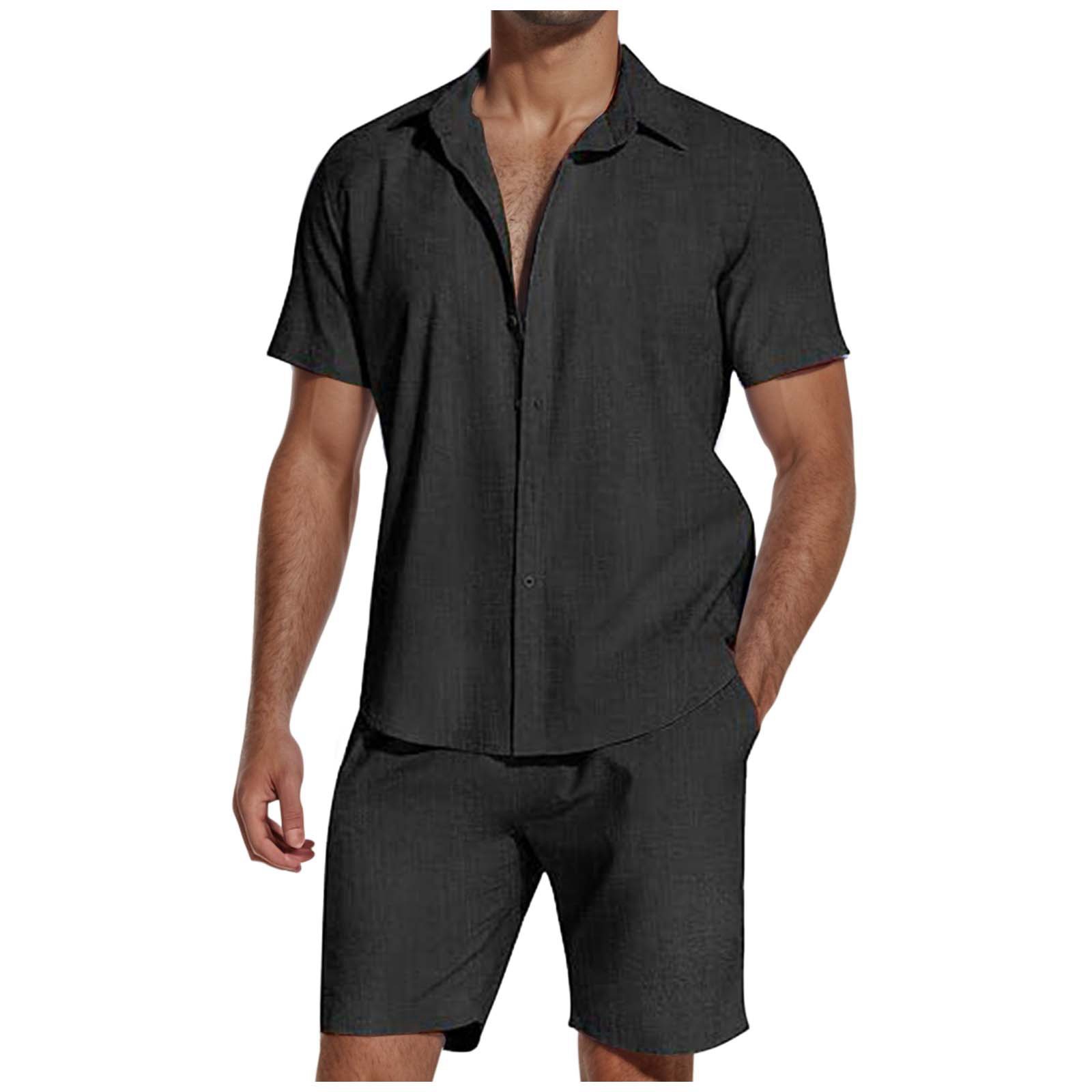 Men's summer short-sleeved lapel shirt suit