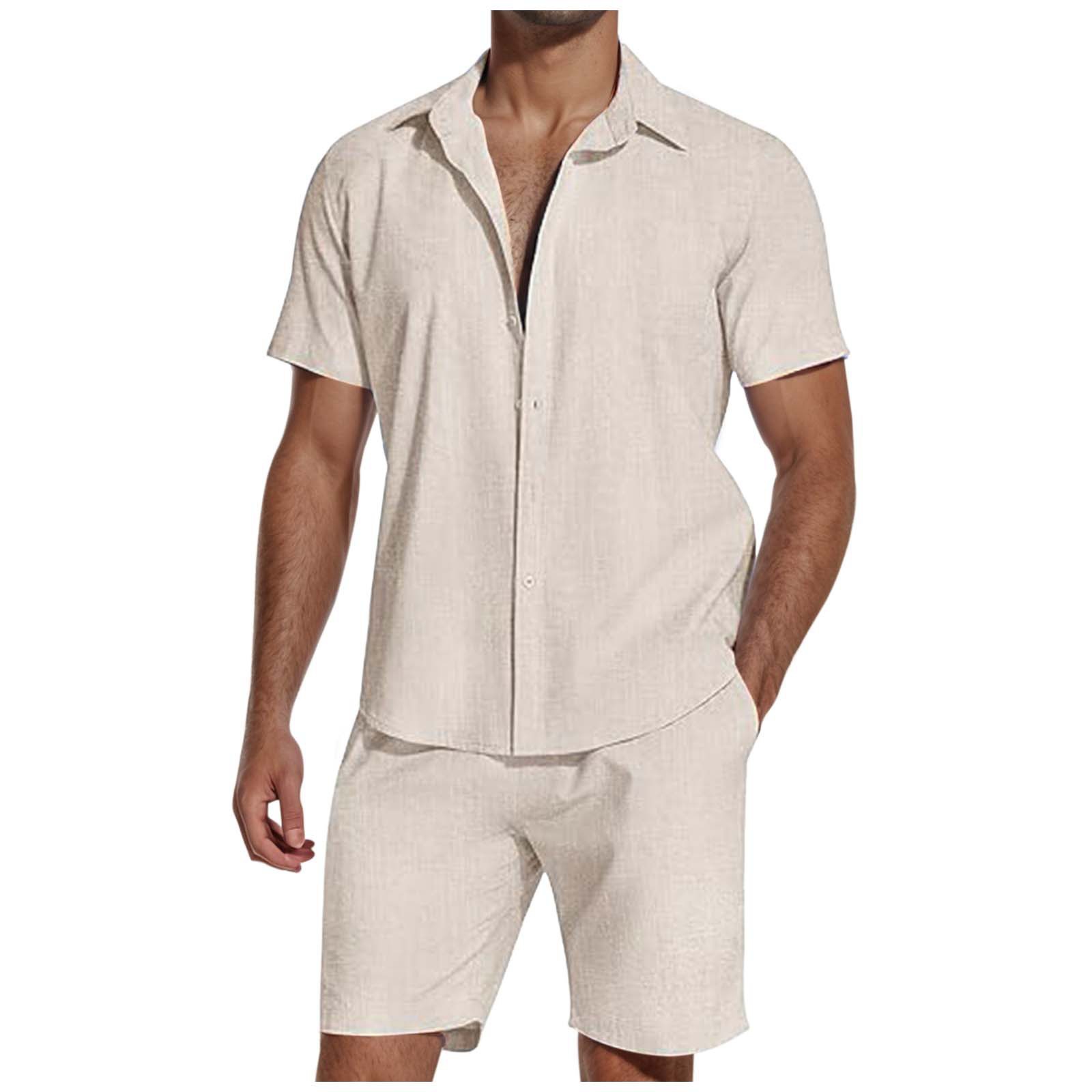 Men's summer short-sleeved lapel shirt suit