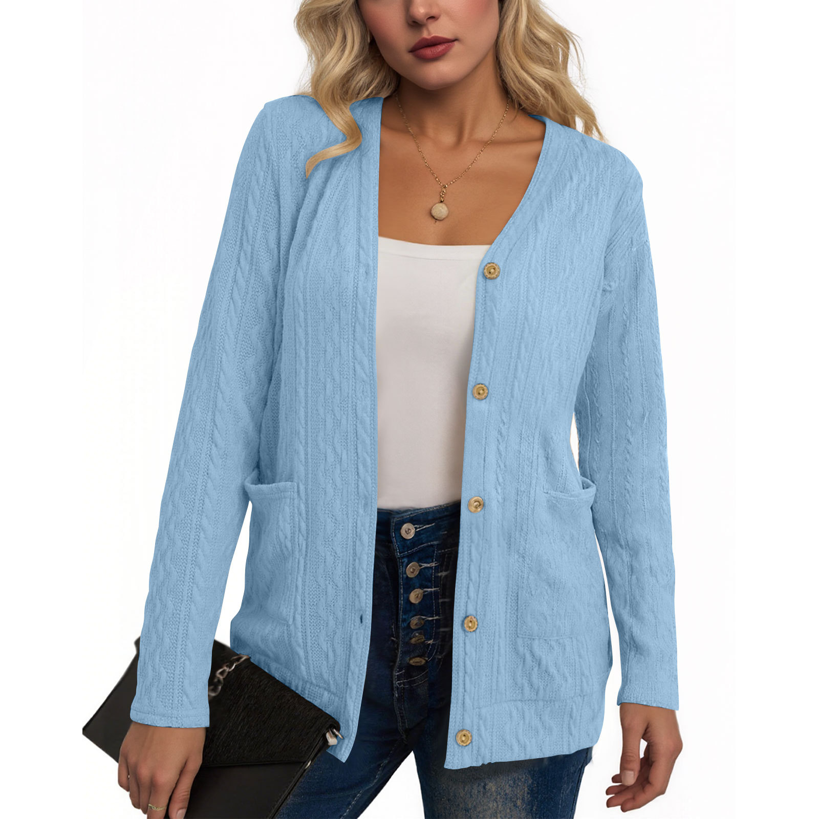 Women's jacquard fabric long-sleeved cardigan jacket