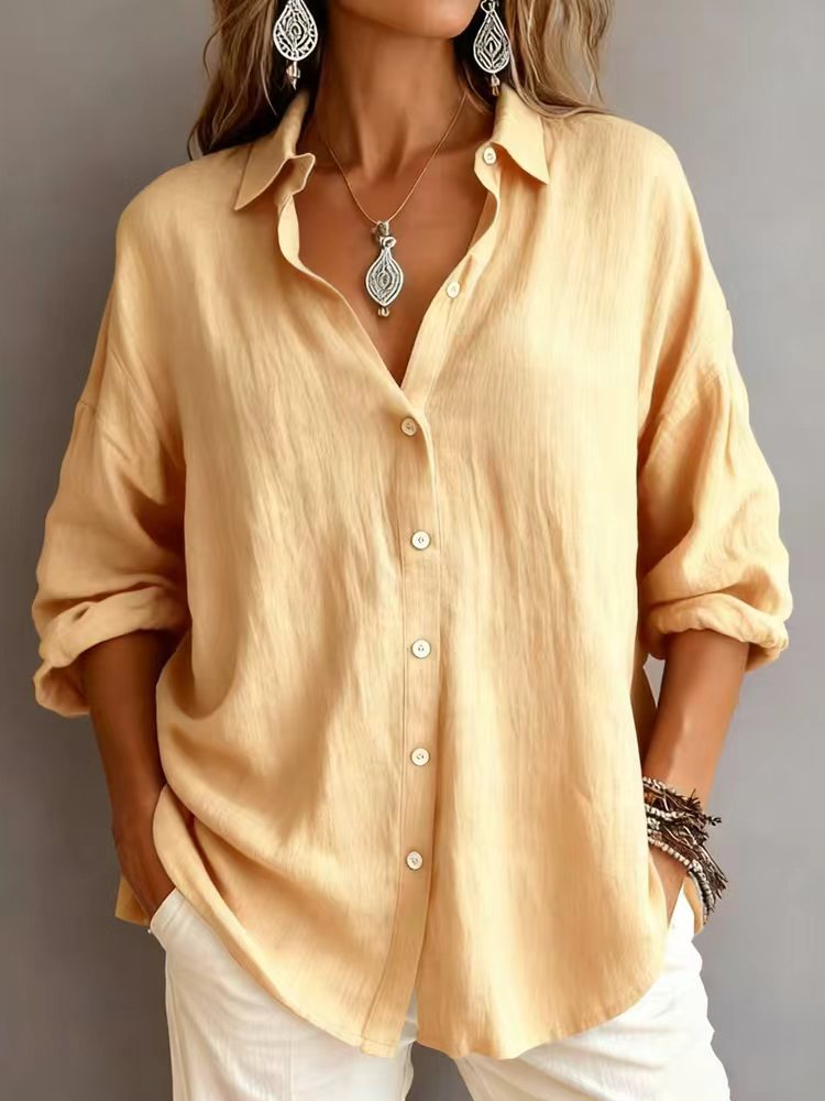 New women's long-sleeved collared cardigan shirt