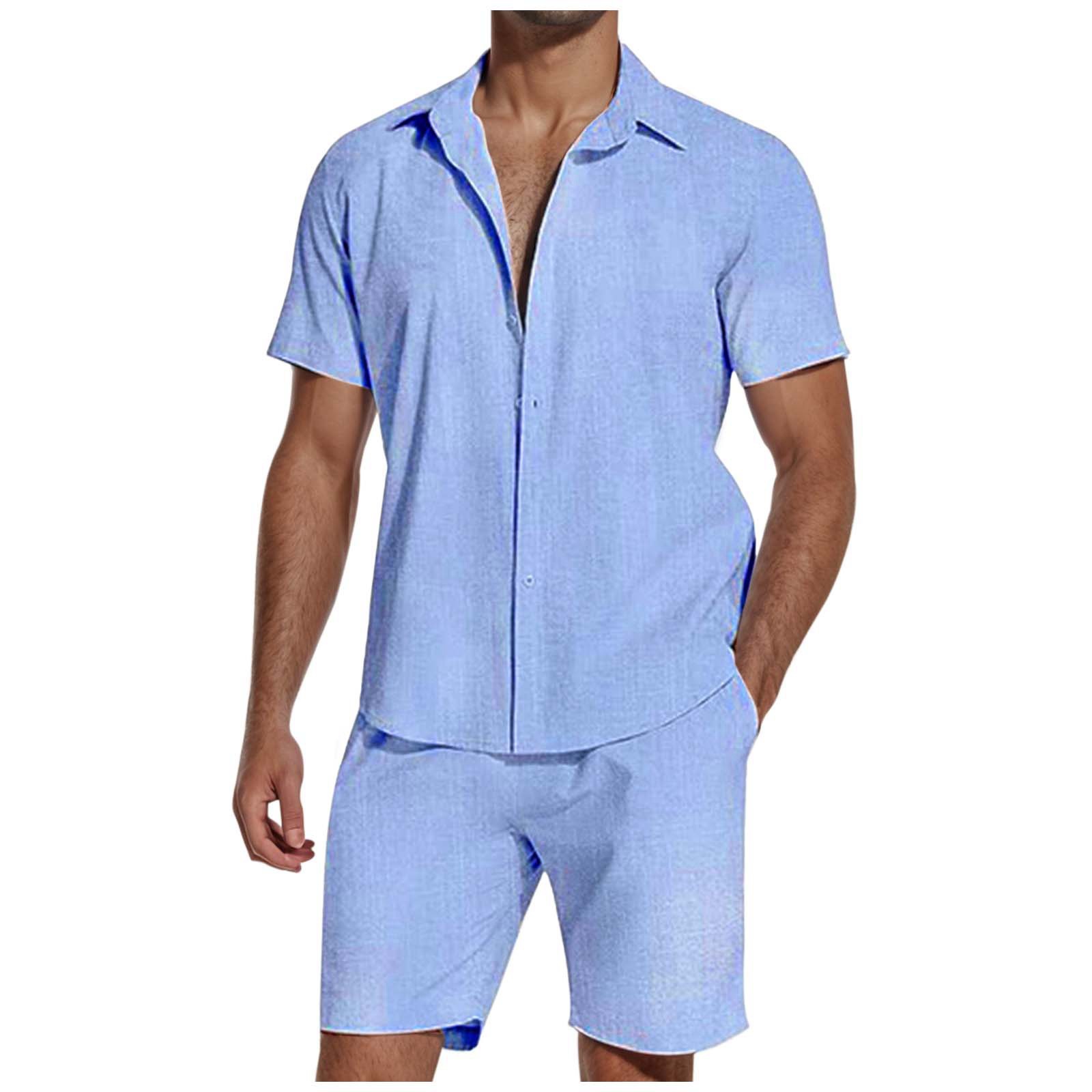 Men's summer short-sleeved lapel shirt suit